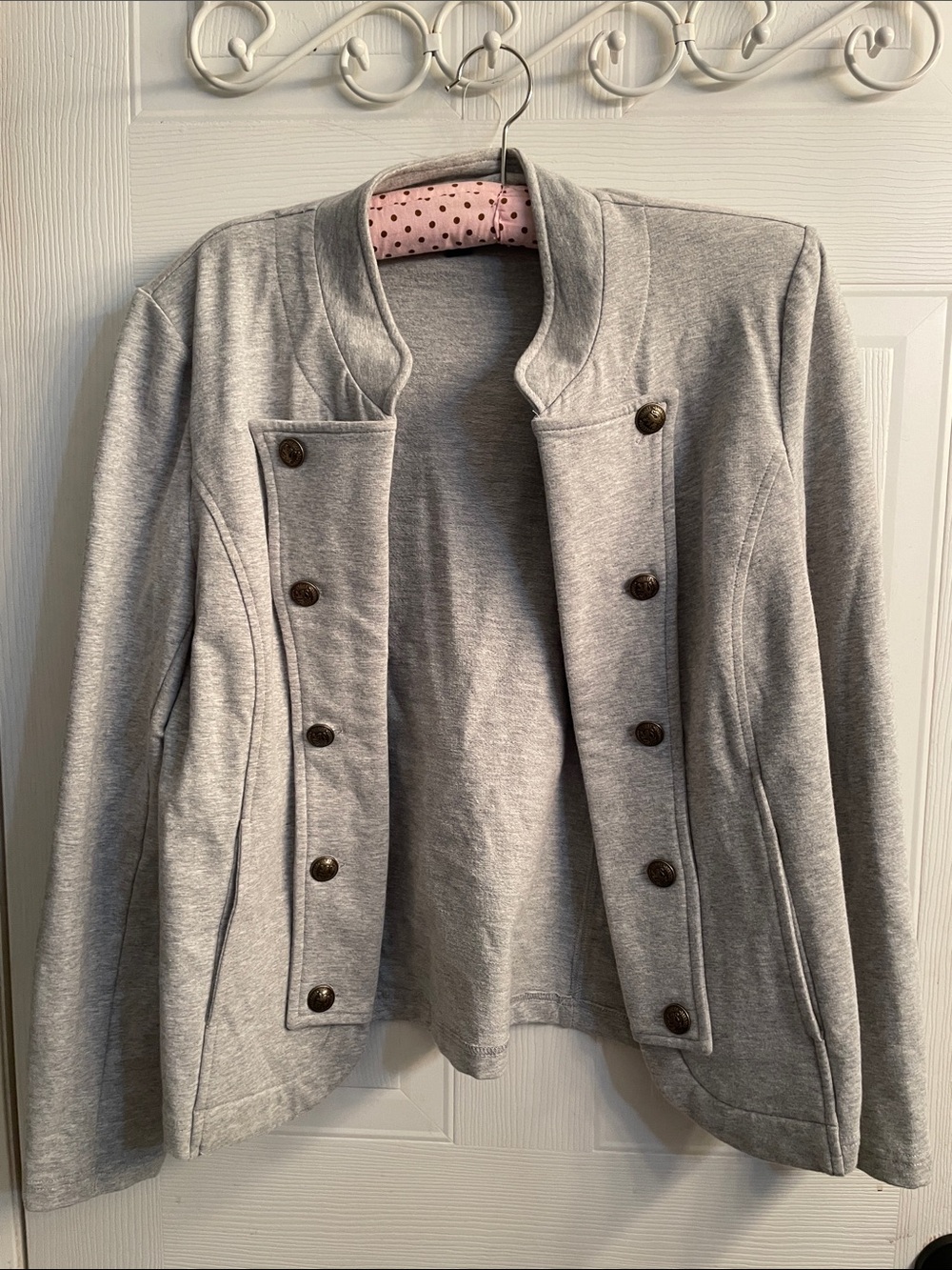 Tommy Hilfiger Light Gray Double-Breasted Knit Blazer - Picture 1 of 5